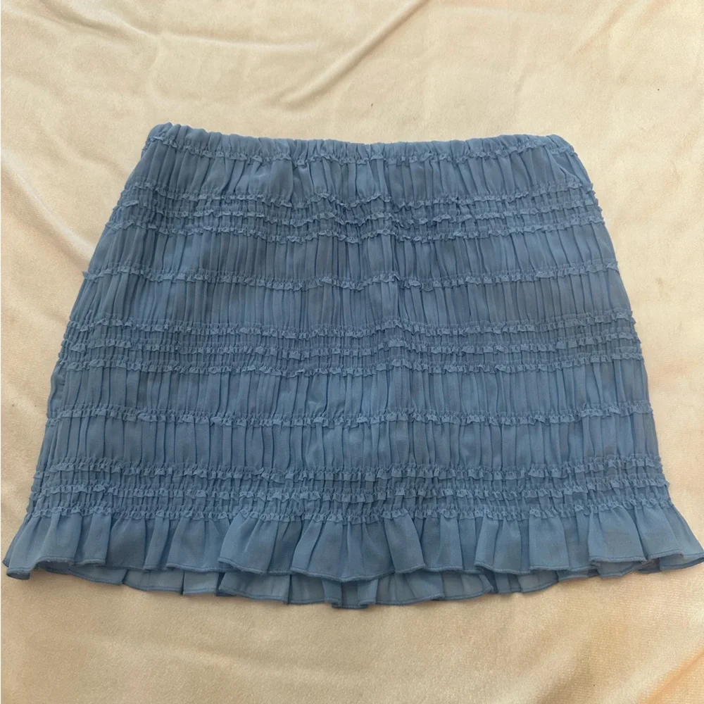 Abercrombie & Fitch Light Blue ruched Ruffled Mini Skirt skort 38077 - Picture 5 of 11